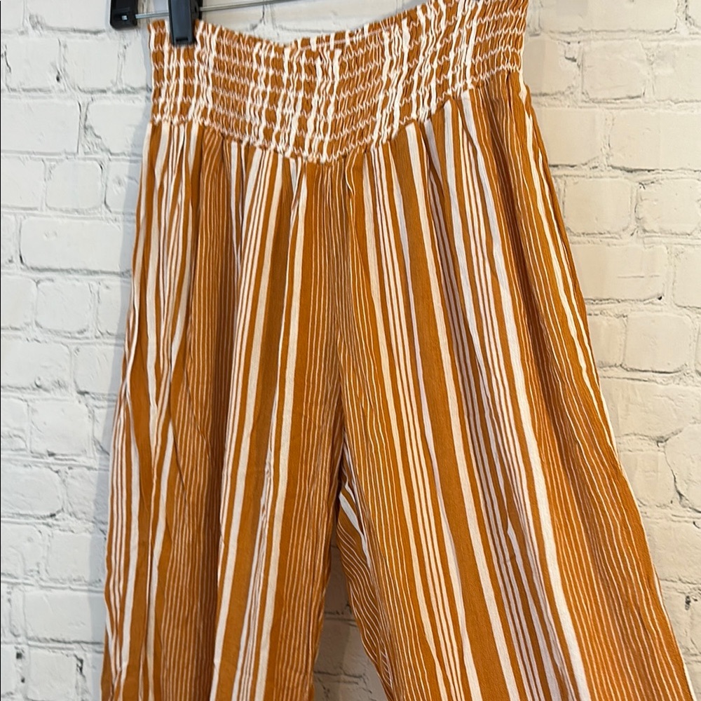 BBJ Striped Mustard and White Wide-Leg Pants - Picture 3 of 9